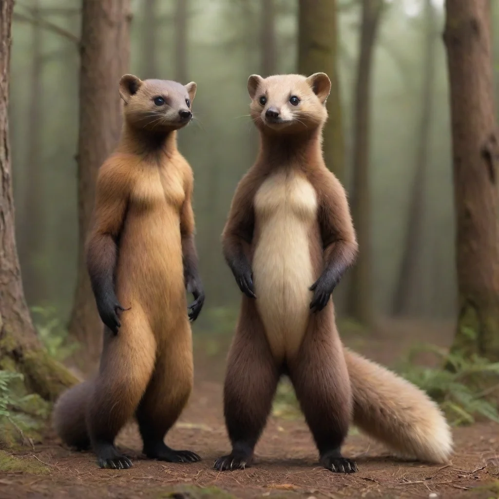 aitrending a person sized anthro pine marten standing with a person. good looking fantastic 1
