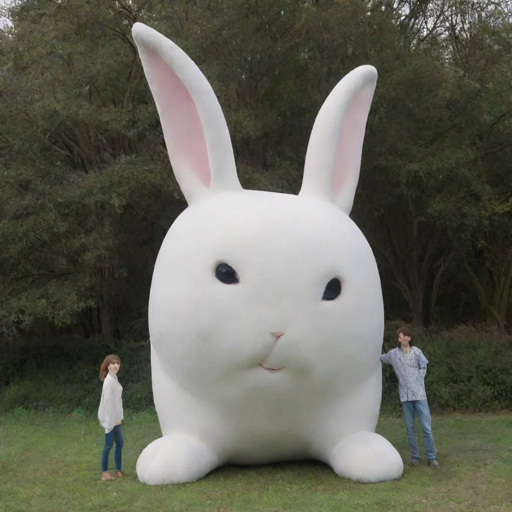 aitrending a person standing next to a giant rabbit good looking fantastic 1