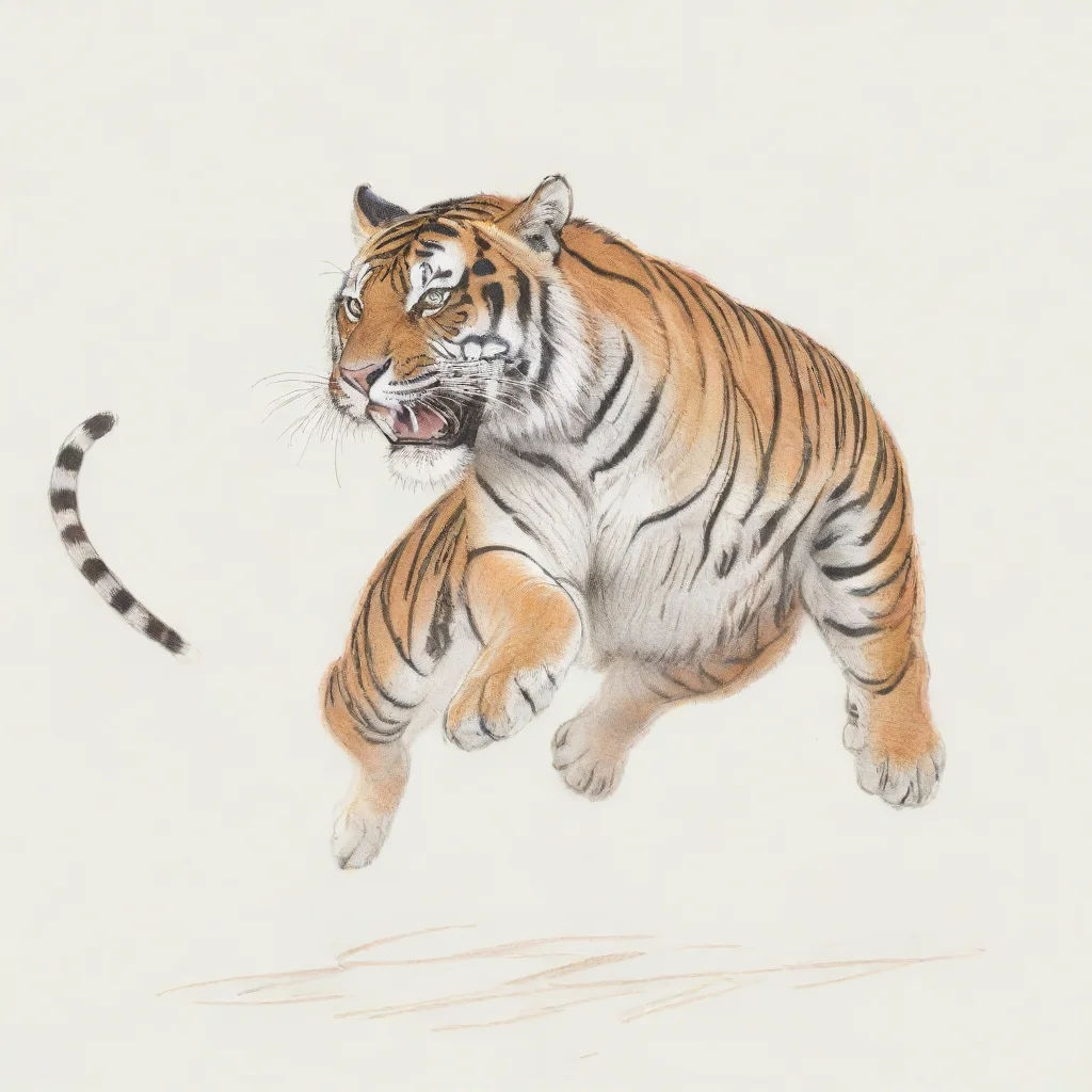 aitrending a scribbly line drawing of a jumping tiger good looking fantastic 1