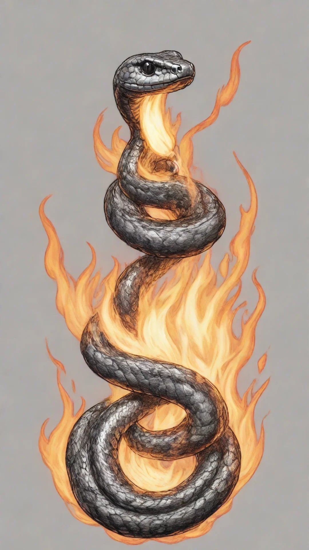 aitrending a sketched line art snake on fire good looking fantastic 1 tall