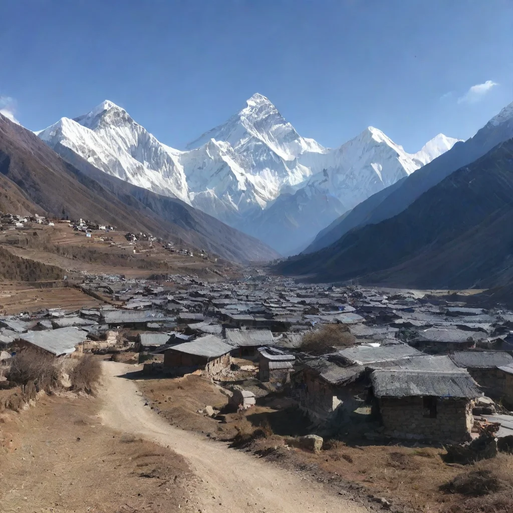 aitrending a small village with mount everest in the far distance good looking fantastic 1