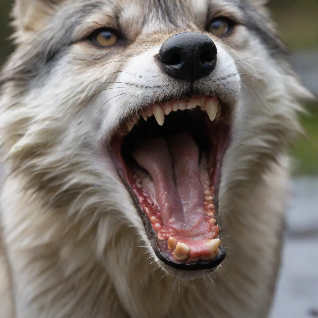 aitrending a wet wide open female wolf furry mouth. good looking fantastic 1