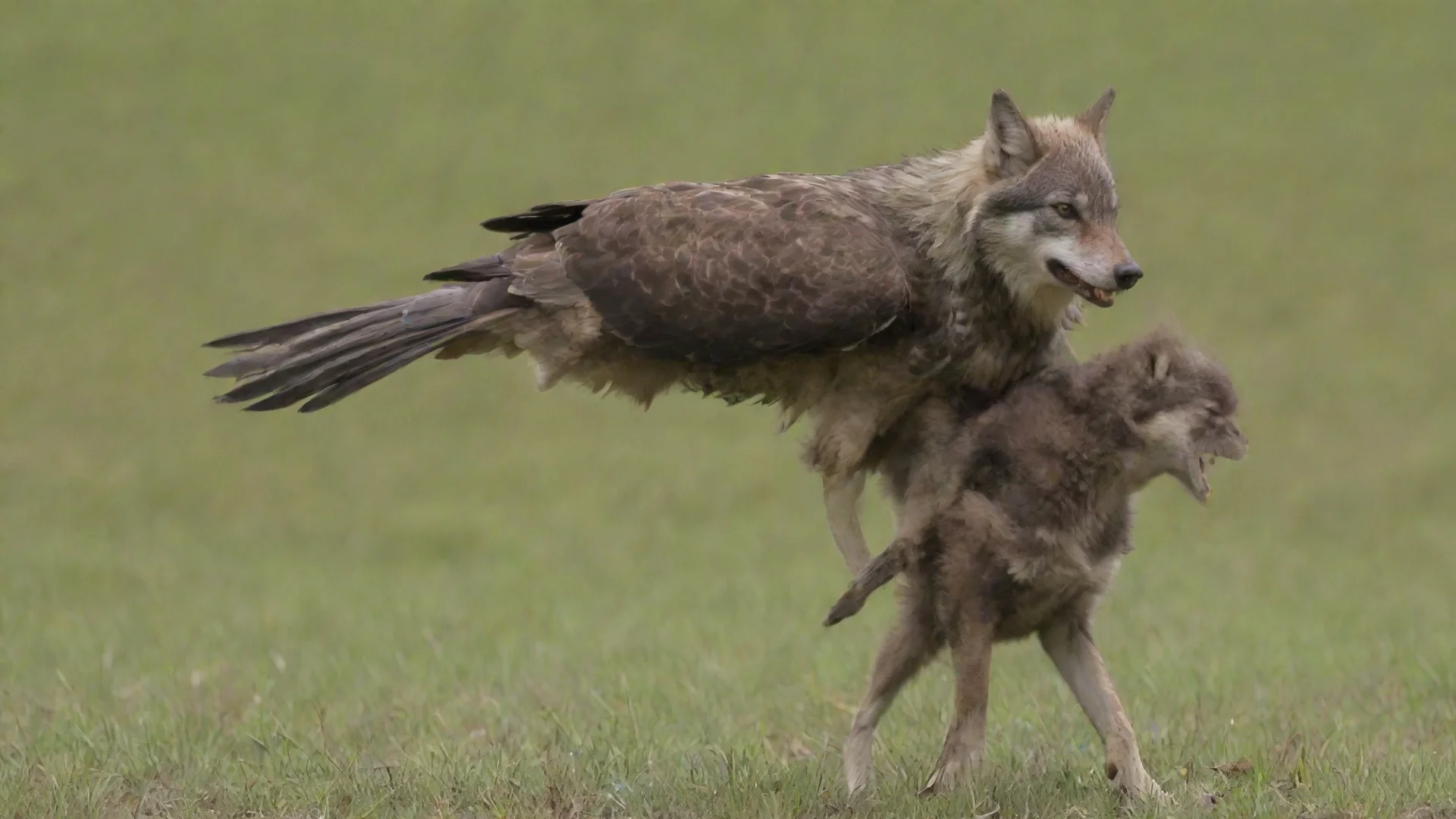 aitrending a wolf pup getting carried away by a hawk  good looking fantastic 1 wide