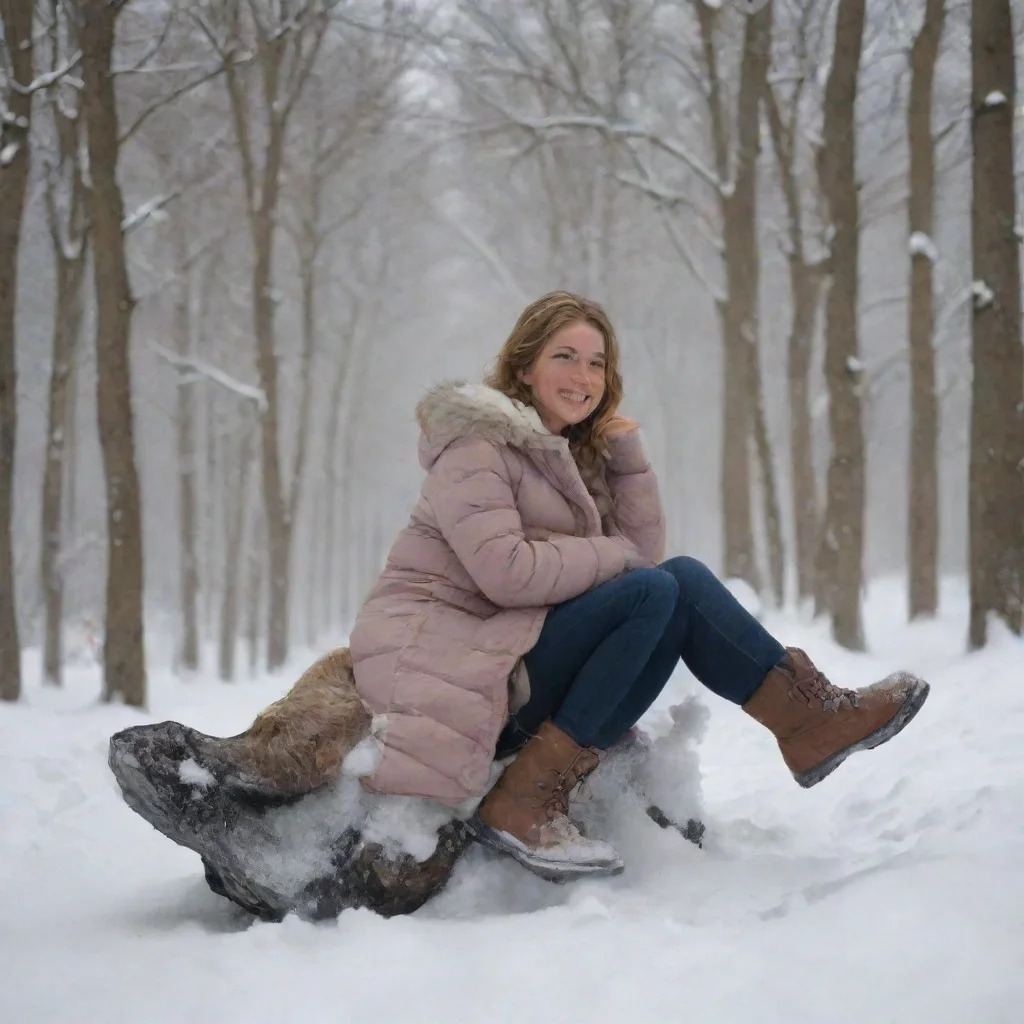 aitrending a woman sits down%2C taking off her snow boots good looking fantastic 1