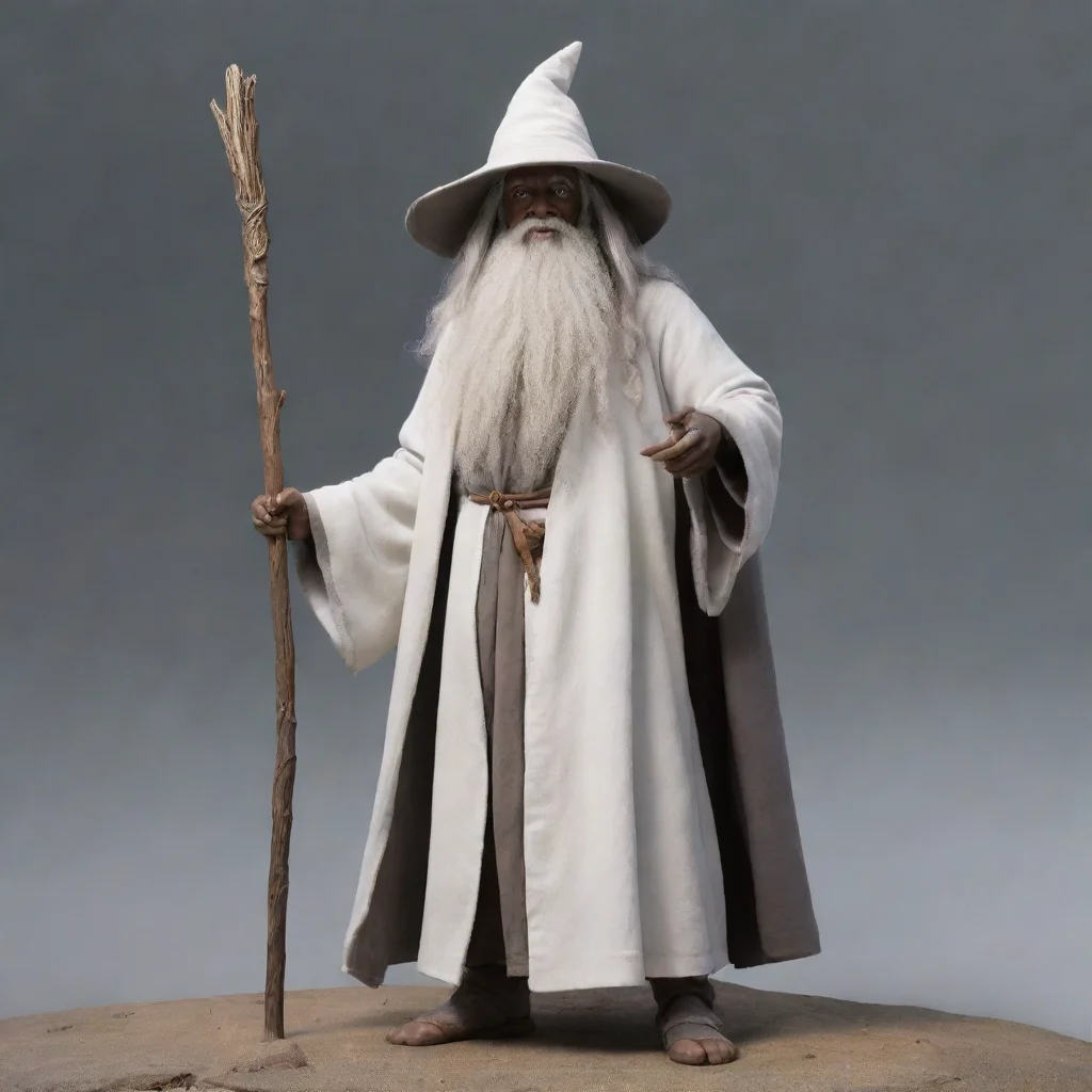 trending african gandalf wizard white long beard strong hd best aesthetic ghibli wow full body pose good looking fantastic 1