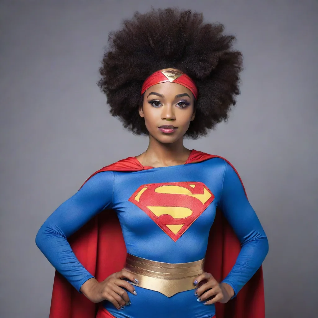 aitrending afro african american woman dressed in superwoman outfit good looking fantastic 1