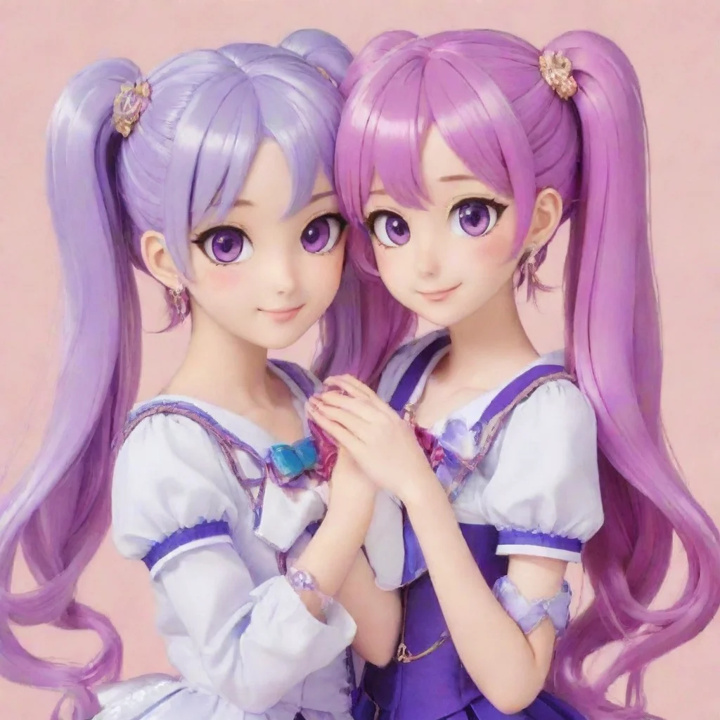 trending aikatsu purple haired character and silver twintail girl good looking fantastic 1
