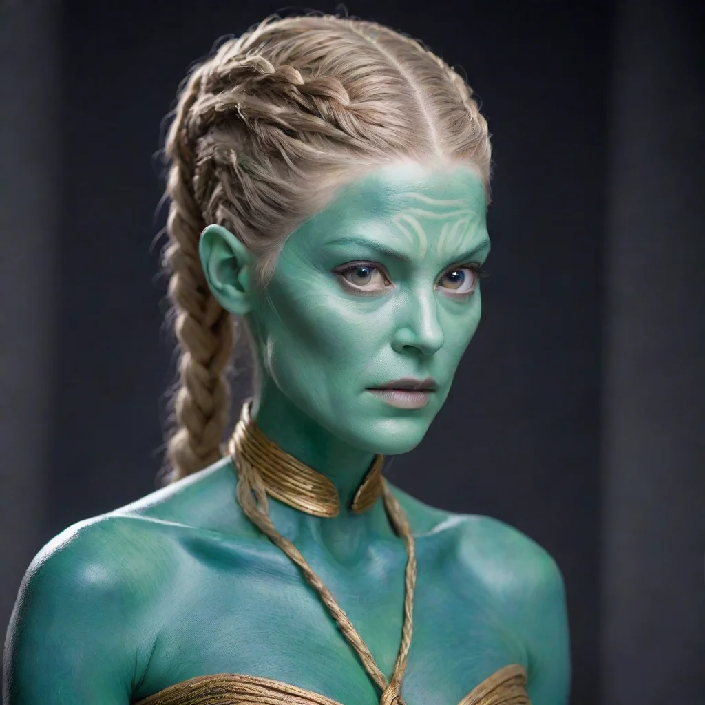 aitrending alien female with 30 tendrils braid on scalp%2C no hair%2C mikkian from star wars%2C blue green skin%2C golden eyes. rosamund pike face good looking fantastic 1