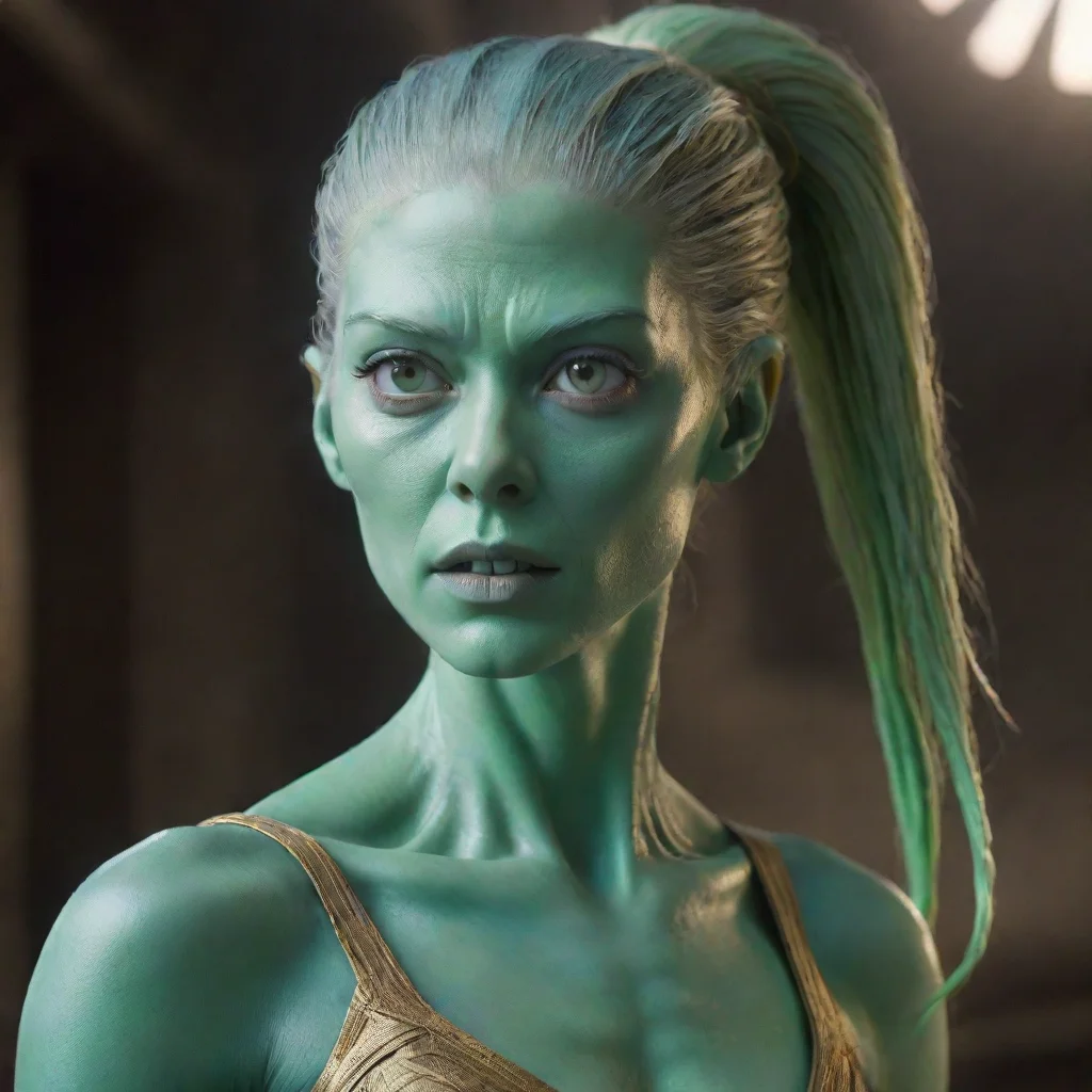 aitrending alien female with high ponytail made of long flesh tendrils%2C no hair%2C mikkian from star wars%2C blue green skin%2C golden eyes. rosamund pike face good looking fantastic 1
