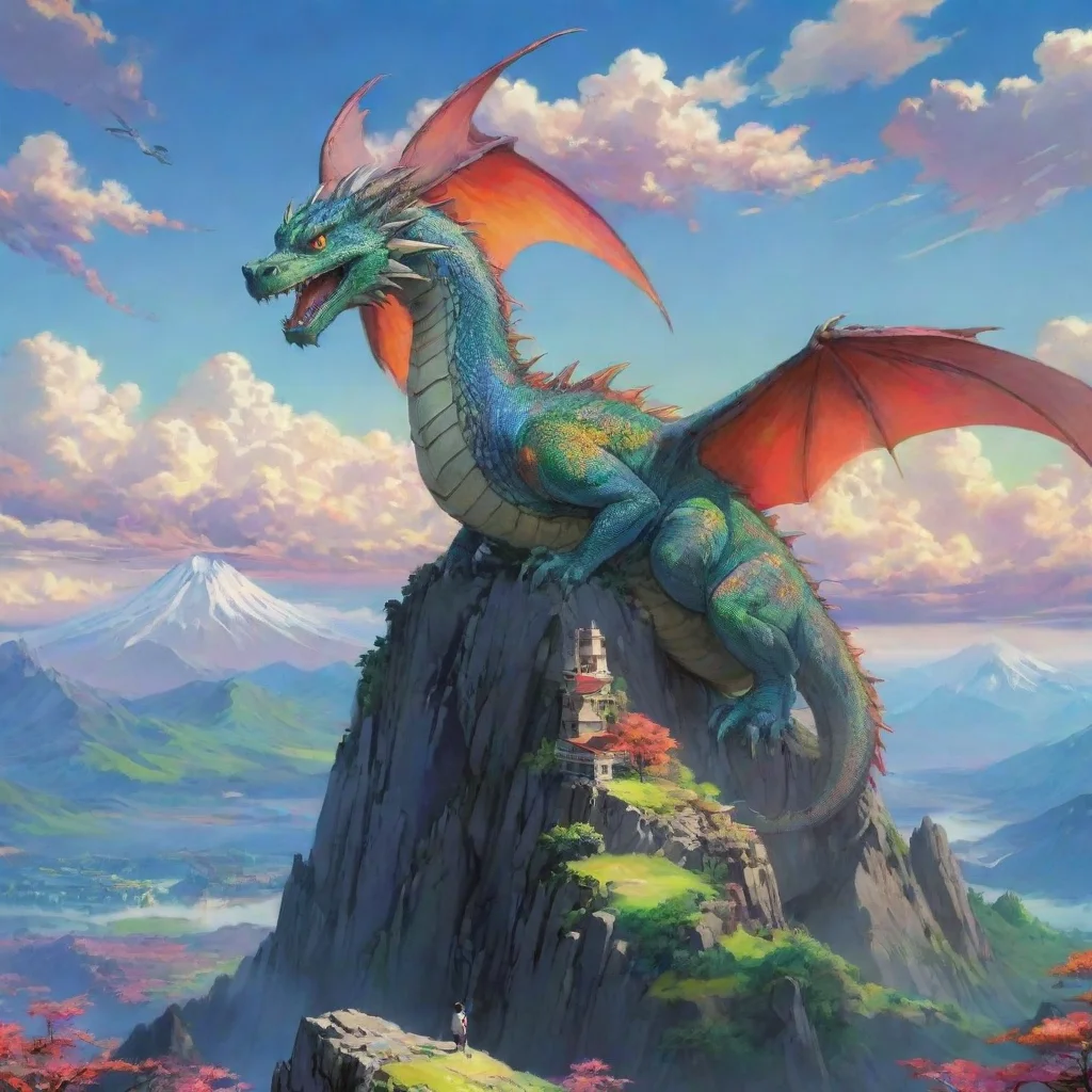 aitrending amazing dragon colorful anime ghibli wonderful mountain top good looking fantastic 1