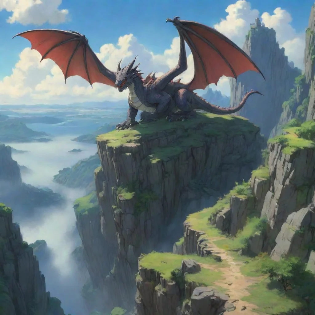 aitrending amazing fantasy environment dragon on high cliff studio ghibli miazaki anime best quality artstation still good looking fantastic 1