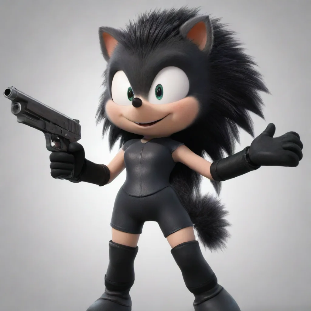 aitrending amy the hedgehog smiling with black gloves and gun  good looking fantastic 1