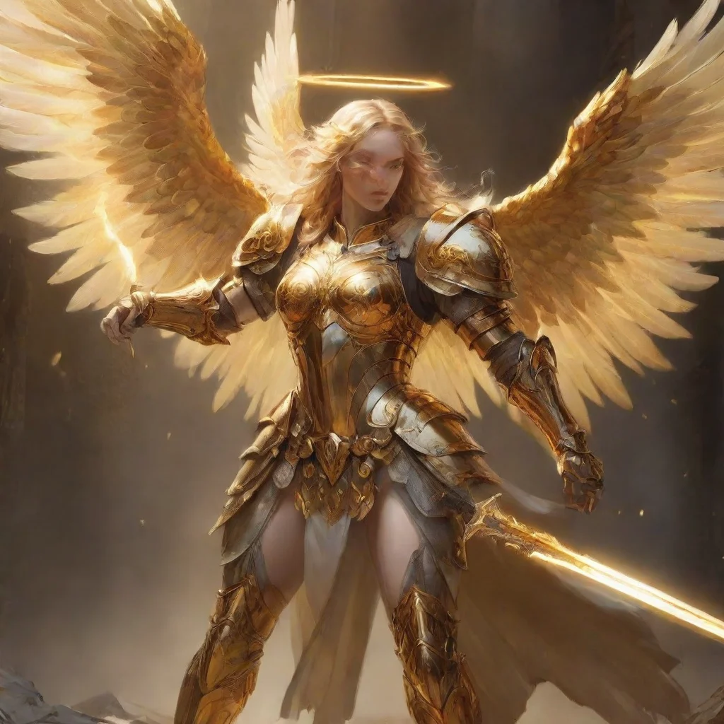 trending an angel fighting golden wings and golden halo metal knight sword colorful golden pinterest artstation  good looking fantastic 1