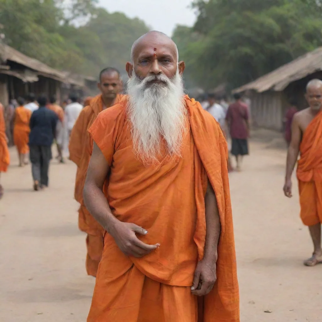aitrending an indian monk with orange wearabouts and white beard good looking fantastic 1