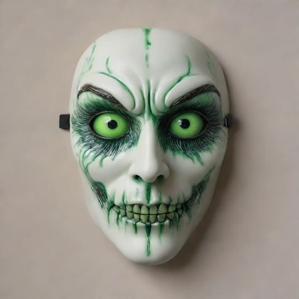 aitrending an sinister mask with glowing green eyes and a porcelain finish good looking fantastic 1