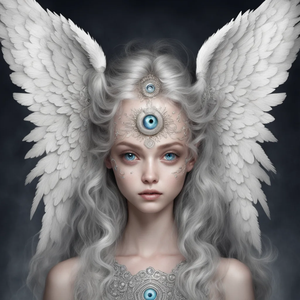 aitrending angel with 6 eyes and 12 wings  good looking fantastic 1