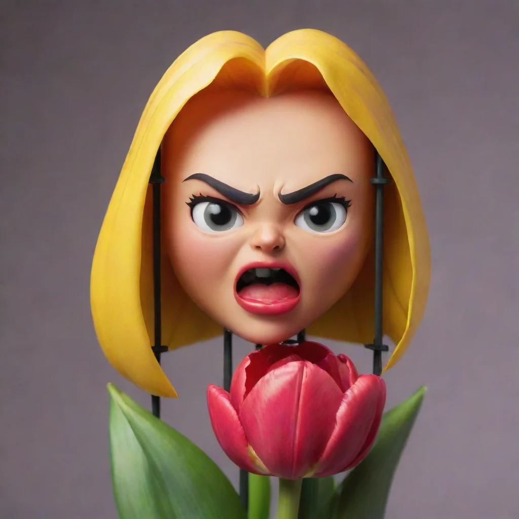 aitrending angry tulip with a girl%27s face. the phone emojis in a cage. good looking fantastic 1