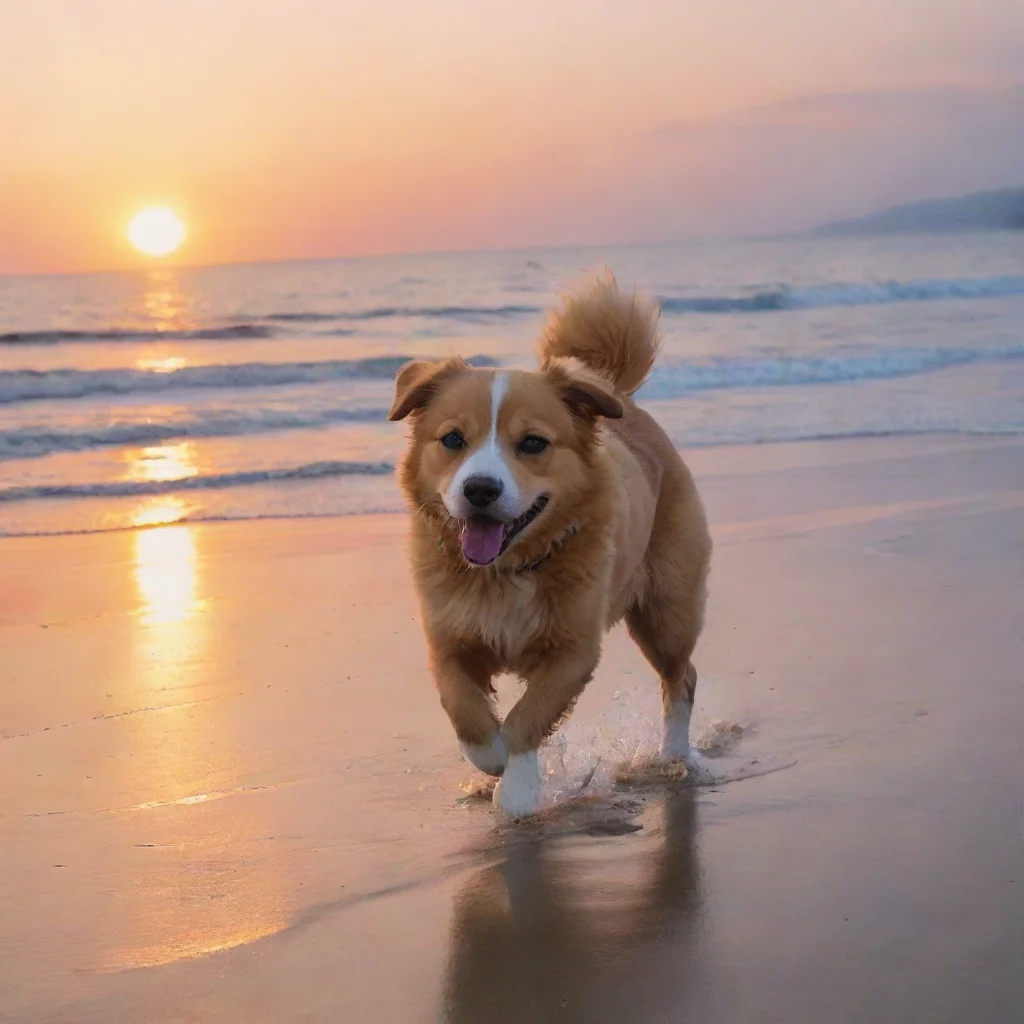aitrending anime%2C dog%2C ball%2C beach%2C running%2C sunset good looking fantastic 1