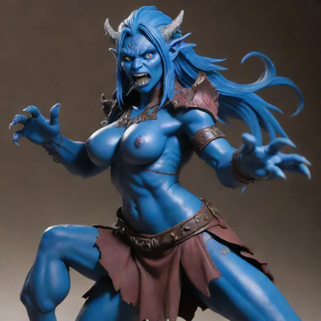 aitrending anime%2C masterpiece%2C good lighting%2C dynamic pose%2C blue dragon orc girl good looking fantastic 1