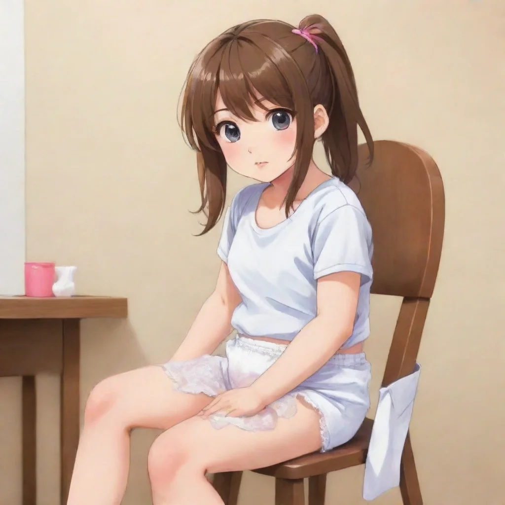 trending anime cute teen girl sitting in a high chair while wearing a diaper  good looking fantastic 1