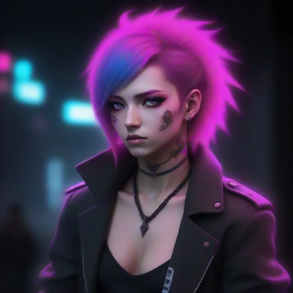 aitrending anime fantasy art neon punk. a man turning into a woman good looking fantastic 1
