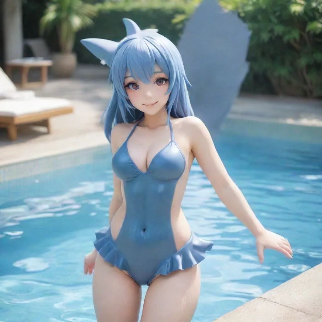 aitrending anime furry shark girl in swimmingpool  good looking fantastic 1