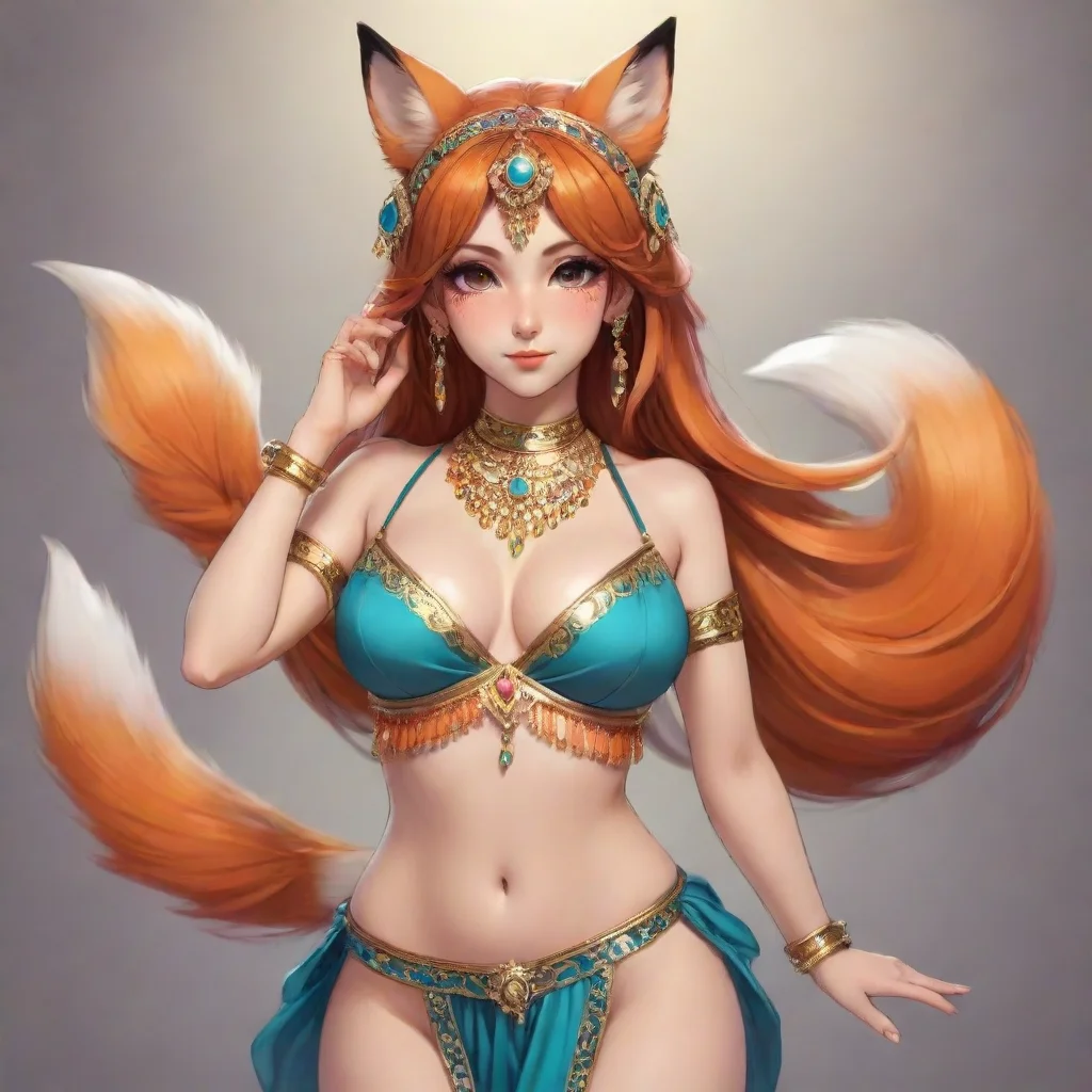trending anime girl with fox ears wearing belly dancer outfit good looking fantastic 1