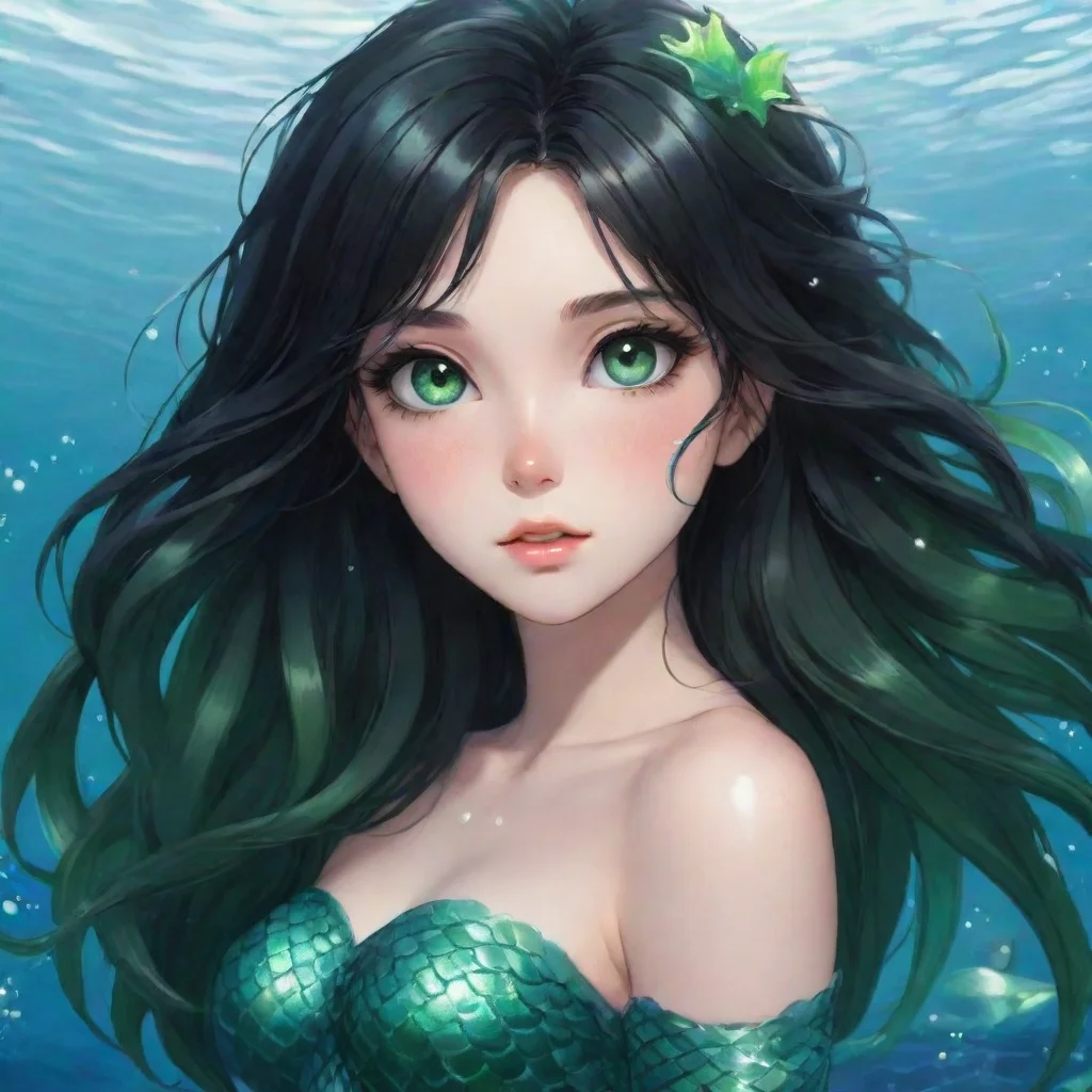 aitrending anime mermaid with black hair and green eyes good looking fantastic 1