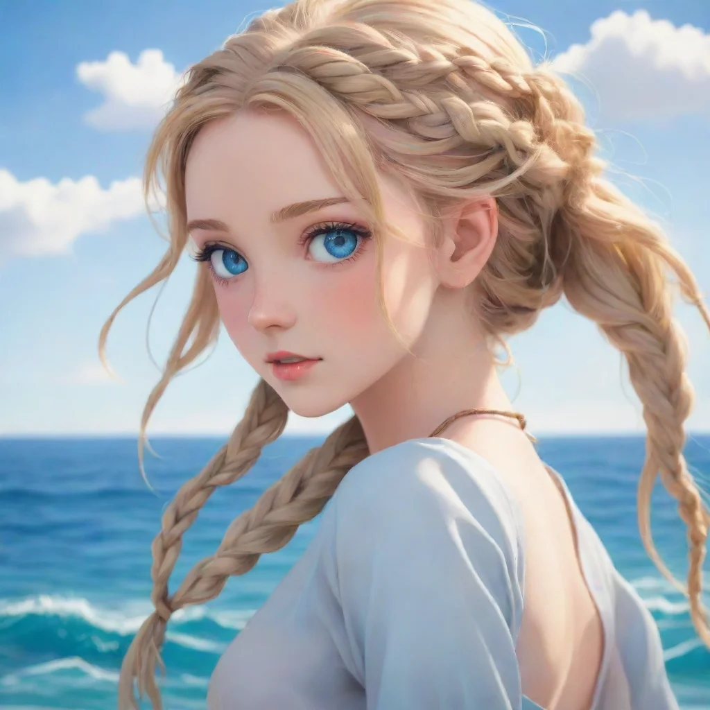 aitrending anime young woman with blond hair%2C ocean blue eyes with her haif falling down her back with braids good looking fantastic 1