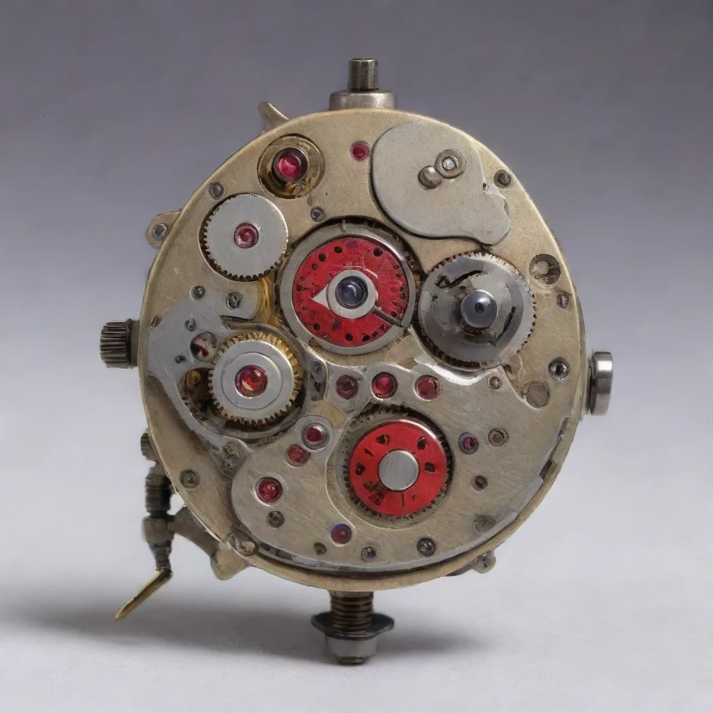 aitrending antique intrincated mechanical wrist watch movement mechanism with mechanical arms%2C mechanical legs%2C cyclops robot head%2C red cyclops eye good looking fantastic 1