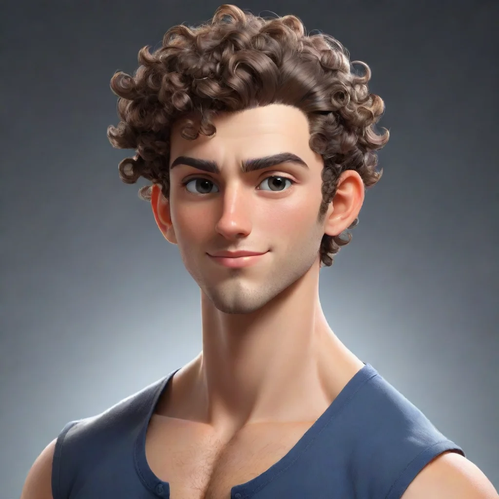 trending awesome looking hd cartoon guy good looking eyes clear waist up pose artstation 8k sides hair shaved top curly good looking fantastic 1