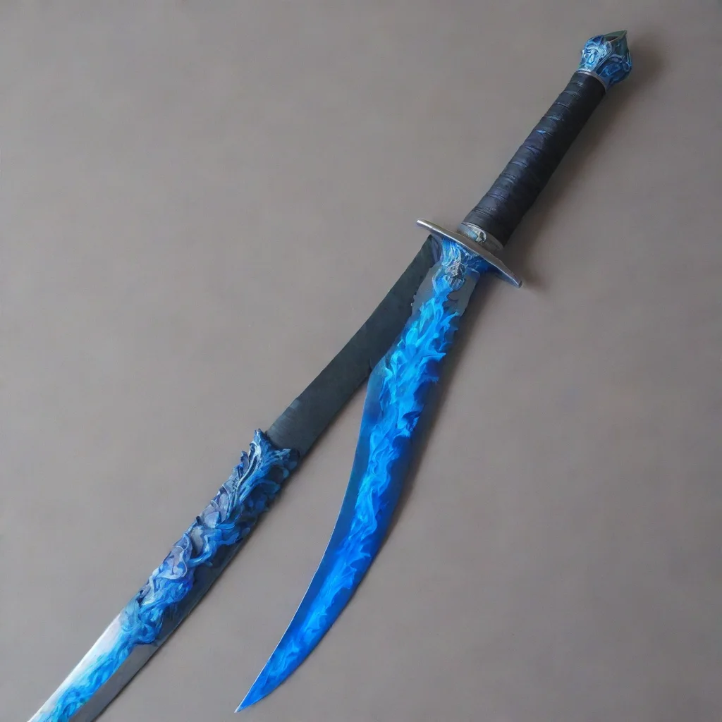 aitrending azure blue english longsword enveloped in blue flames good looking fantastic 1