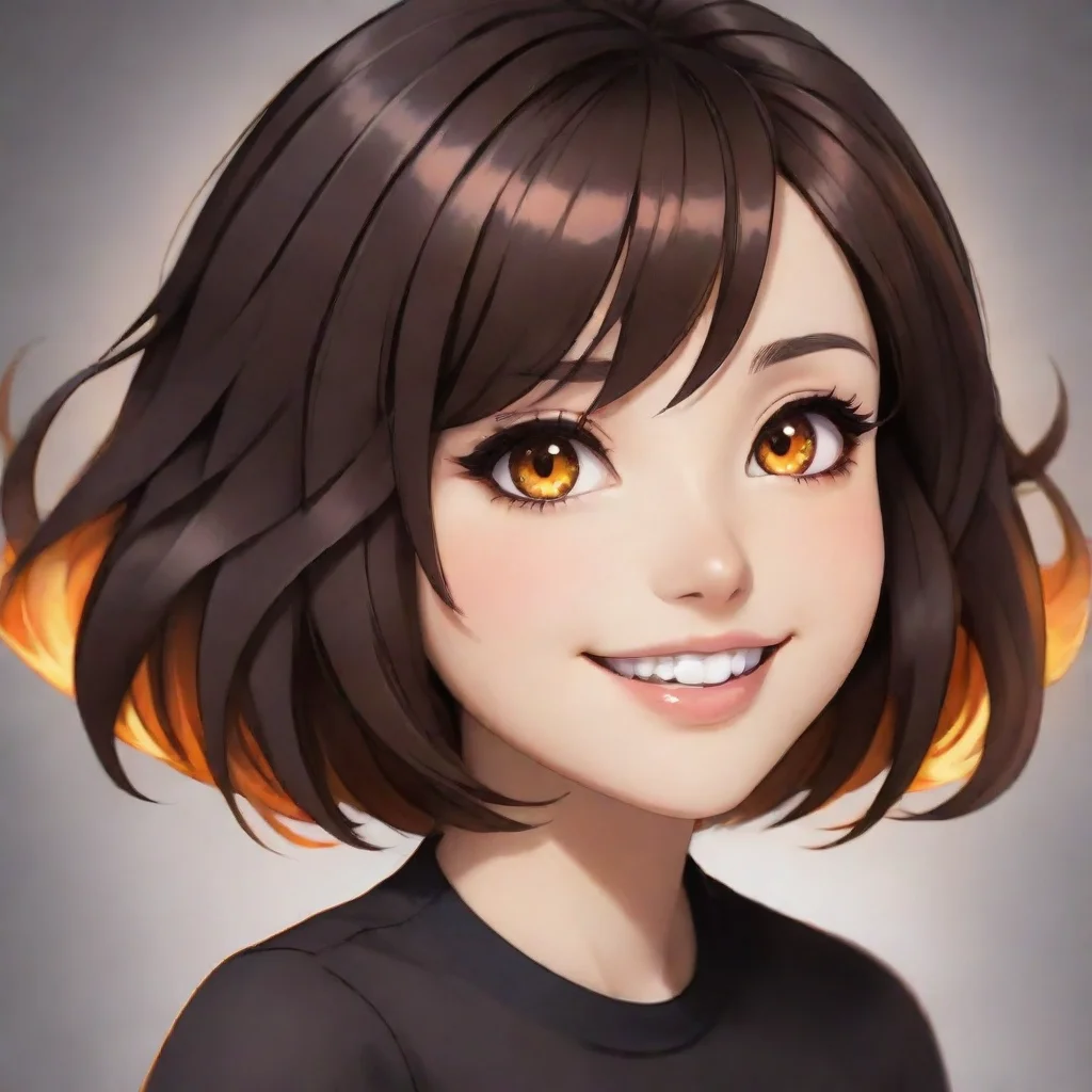 aitrending beautiful anime mermaid dark brown hair cut into a stylish bob and fiery amber eyes smiling good looking fantastic 1
