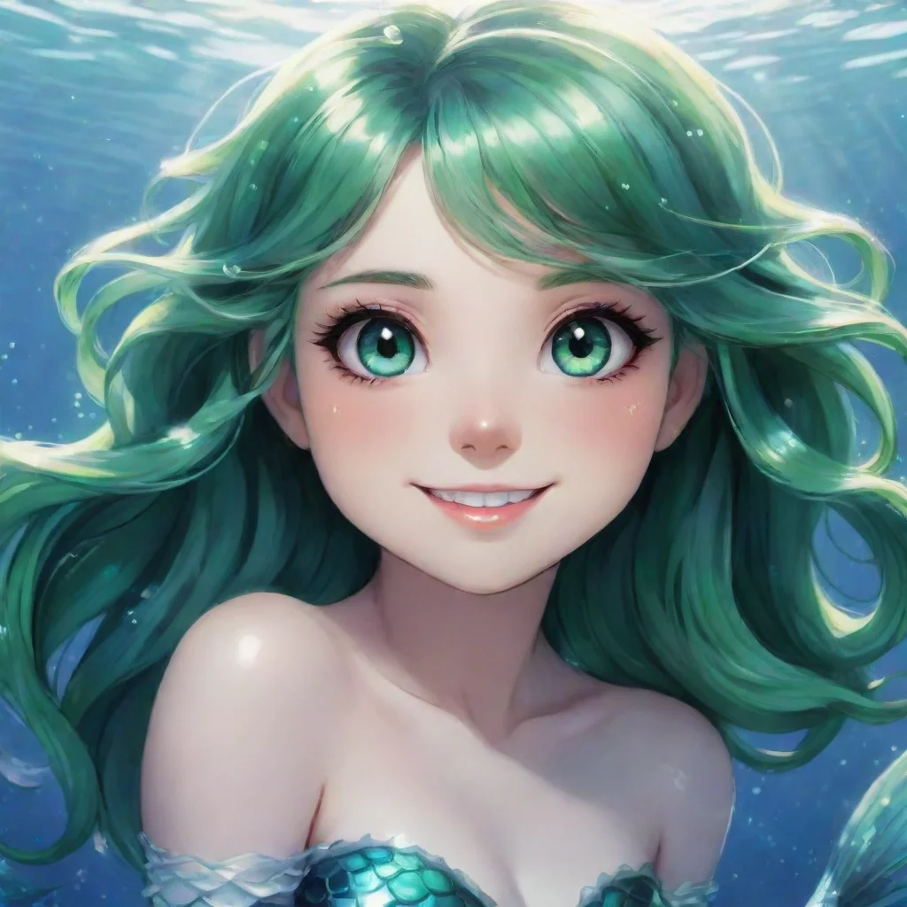 aitrending beautiful anime mermaid with black and green eyes smiling good looking fantastic 1