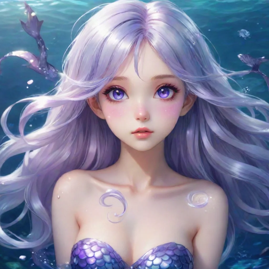 trending beautiful anime mermaid with silver hair and violet eyes good looking fantastic 1