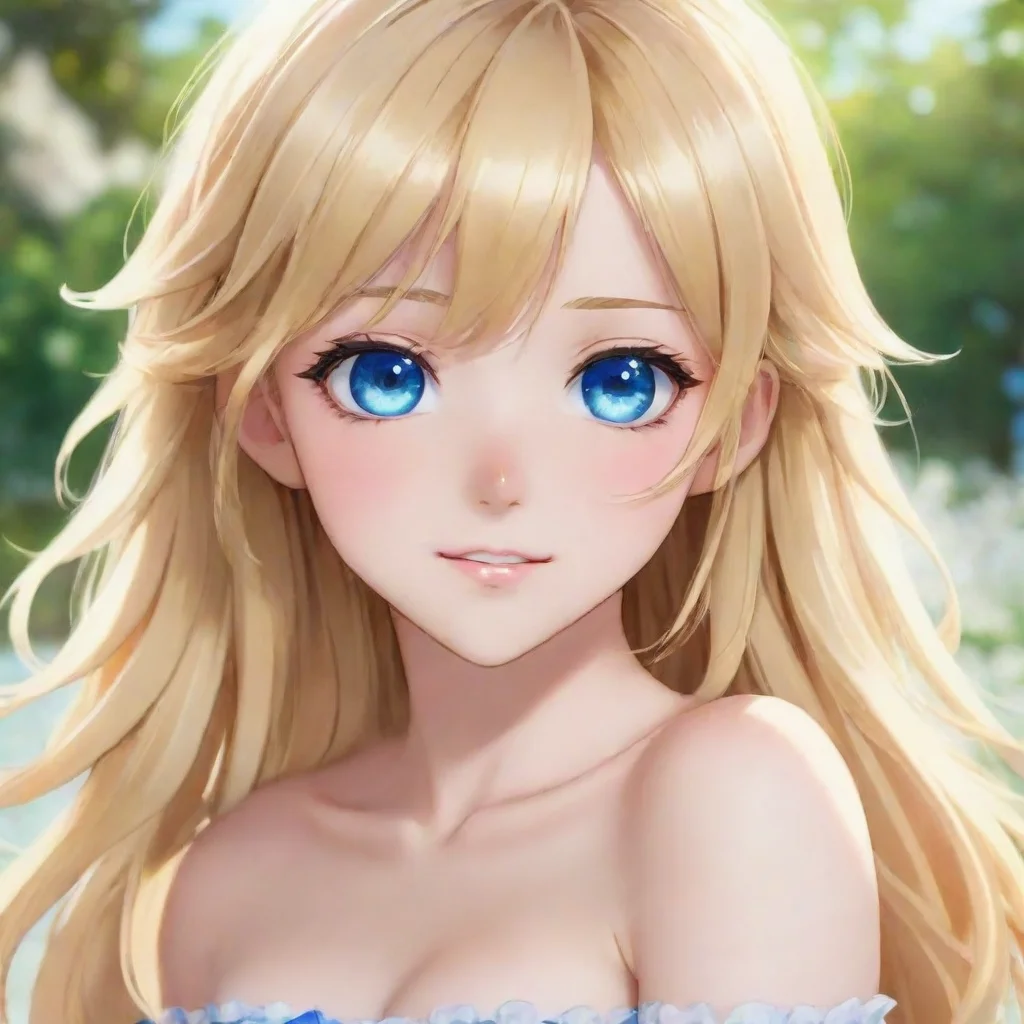 aitrending beautiful anime with blonde hair and blue eyes happy good looking fantastic 1