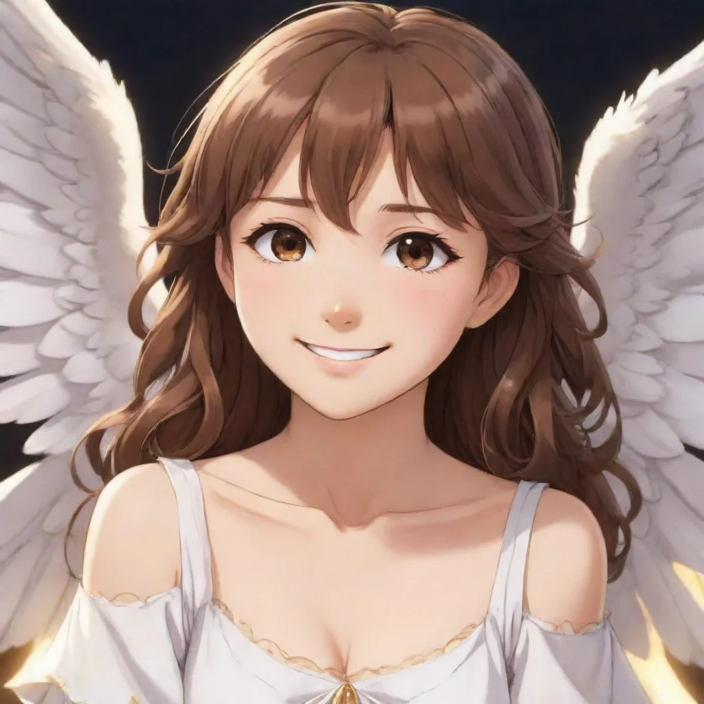 trending beautiful brown haired anime angel smiling good looking fantastic 1