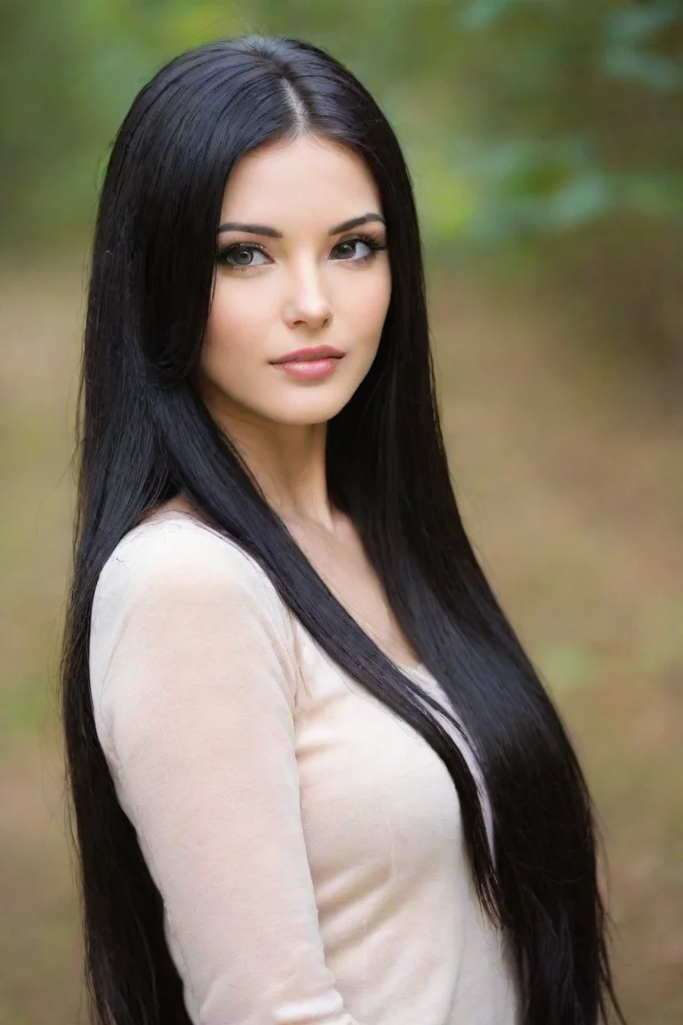 aitrending beautiful girl with long black hair%2C  good looking fantastic 1 portrait