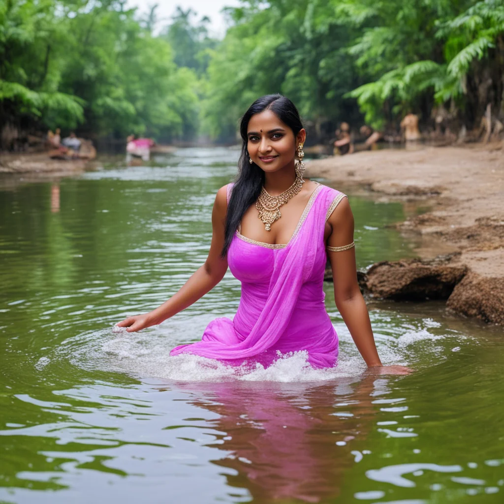 aitrending beautiful indian maid baths in river good looking fantastic 1