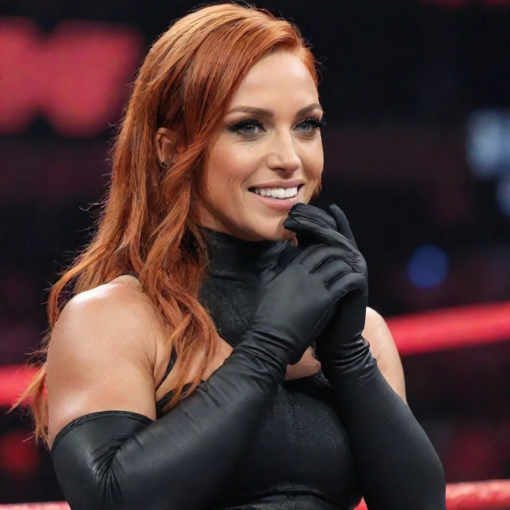 aitrending becky lynch on wwe monday night raw smiling with black gloves good looking fantastic 1
