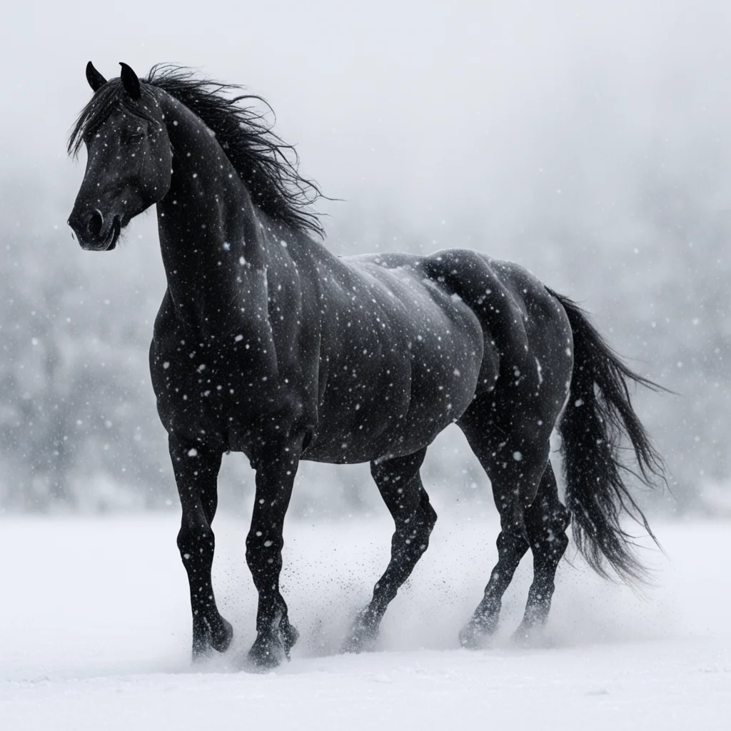 trending black horse in blizzard good looking fantastic 1