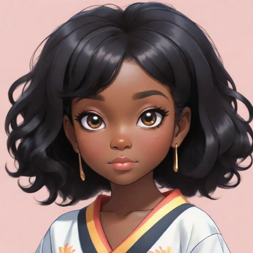 aitrending black little black girl with natural black hair in the style of japanese anime good looking fantastic 1