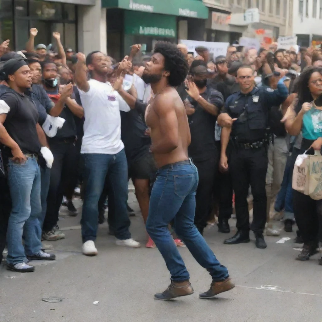 aitrending black man twerking infront of alot of protester good looking fantastic 1