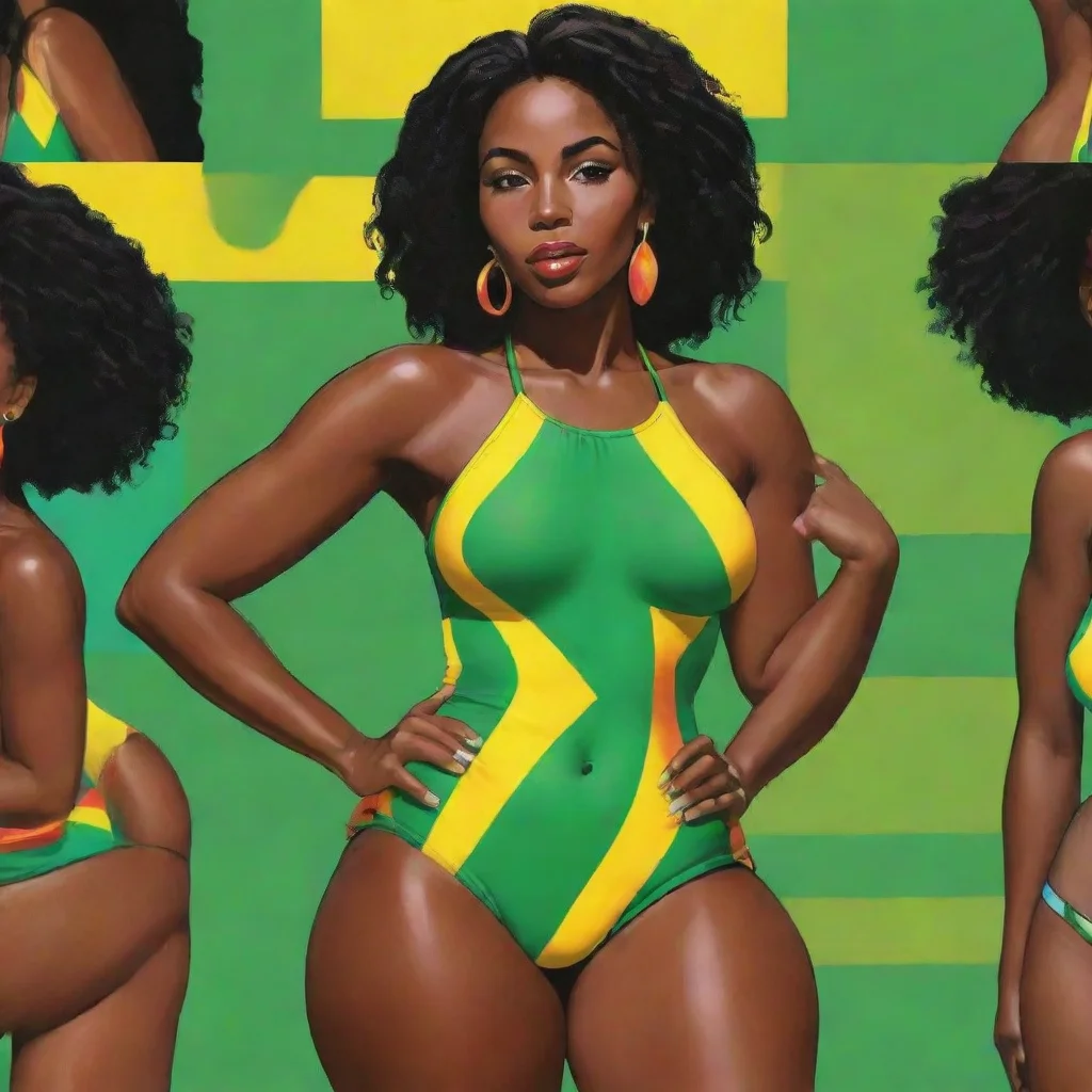 aitrending black woman jamaican pop art swimwear good looking fantastic 1