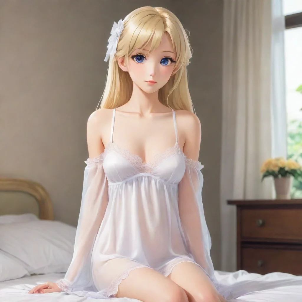 aitrending blonde anime girl wearing white negligee good looking fantastic 1