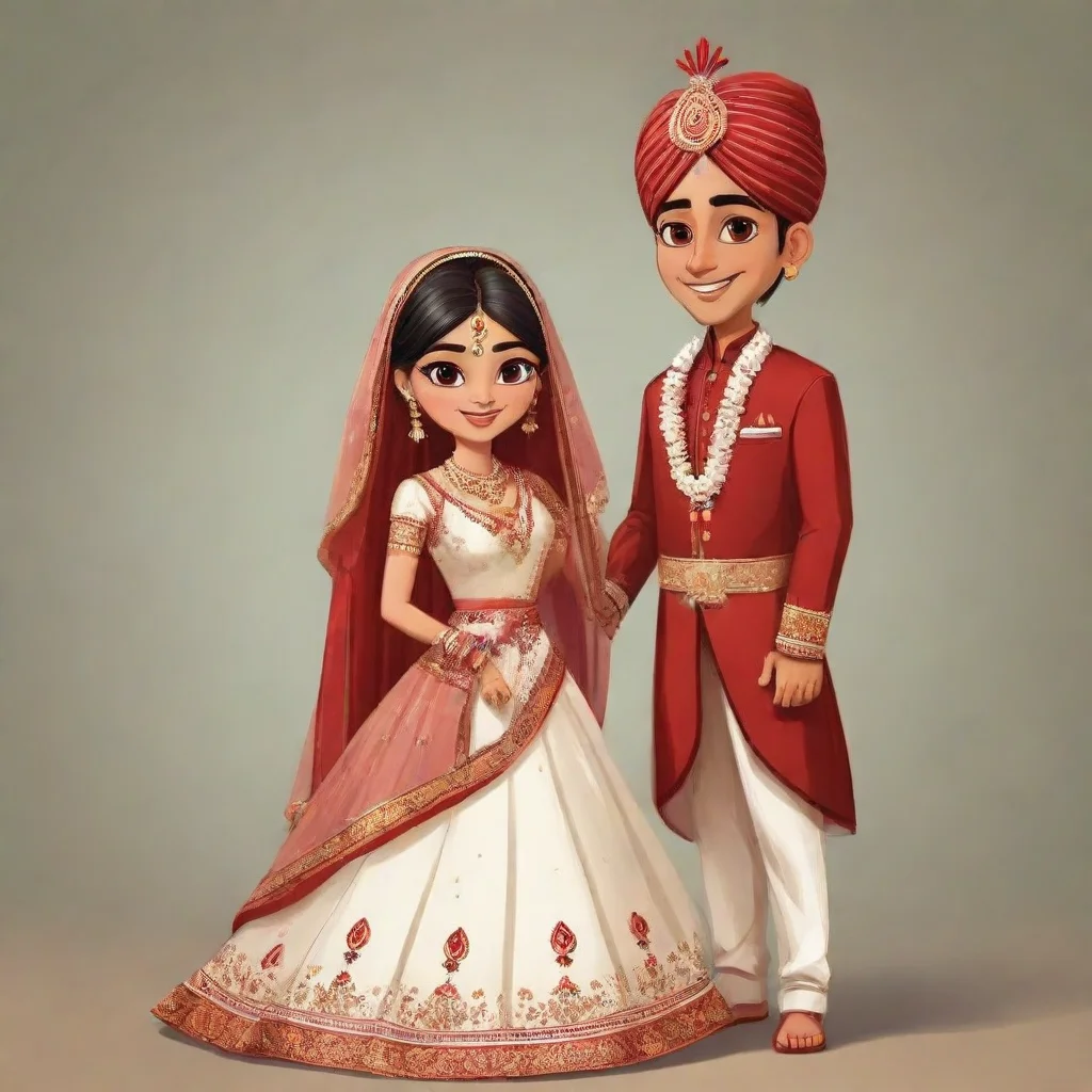 aitrending bride and groom couple cartoon characters indian good looking fantastic 1