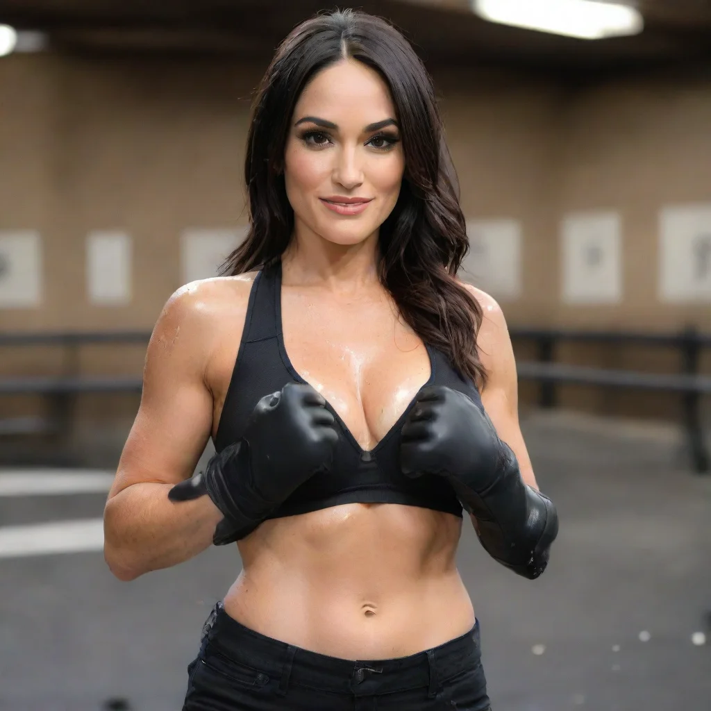 aitrending brie bella   smiling with black gloves and  gun shooting and splattering mayonnaise everywhere at a shooting range good looking fantastic 1