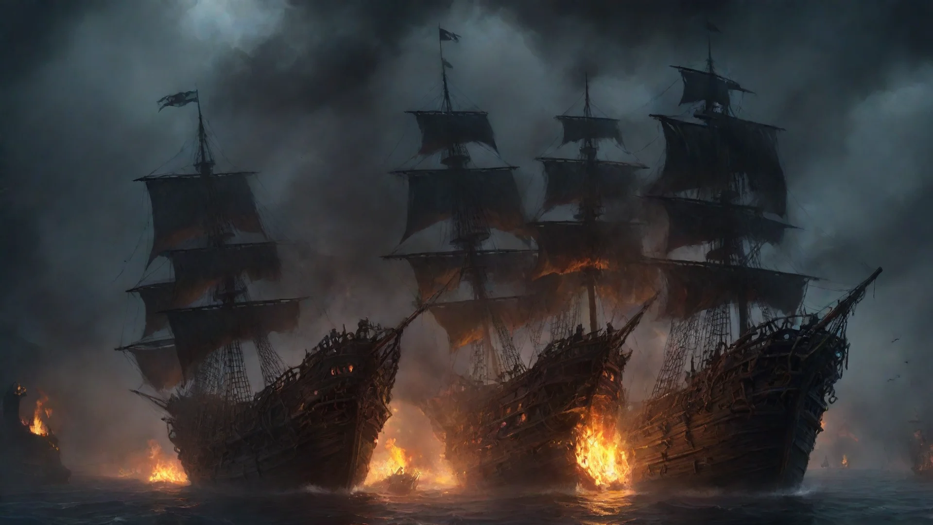 aitrending burning pirate ship concept art dark smoldering skeletons good looking fantastic 1 wide
