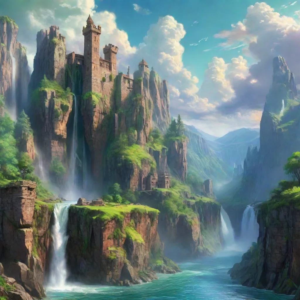 aitrending castle cliffs waterfalls%2C sheer cartoon realistic hd wow lovely colorful clouds planet green  good looking fantastic 1