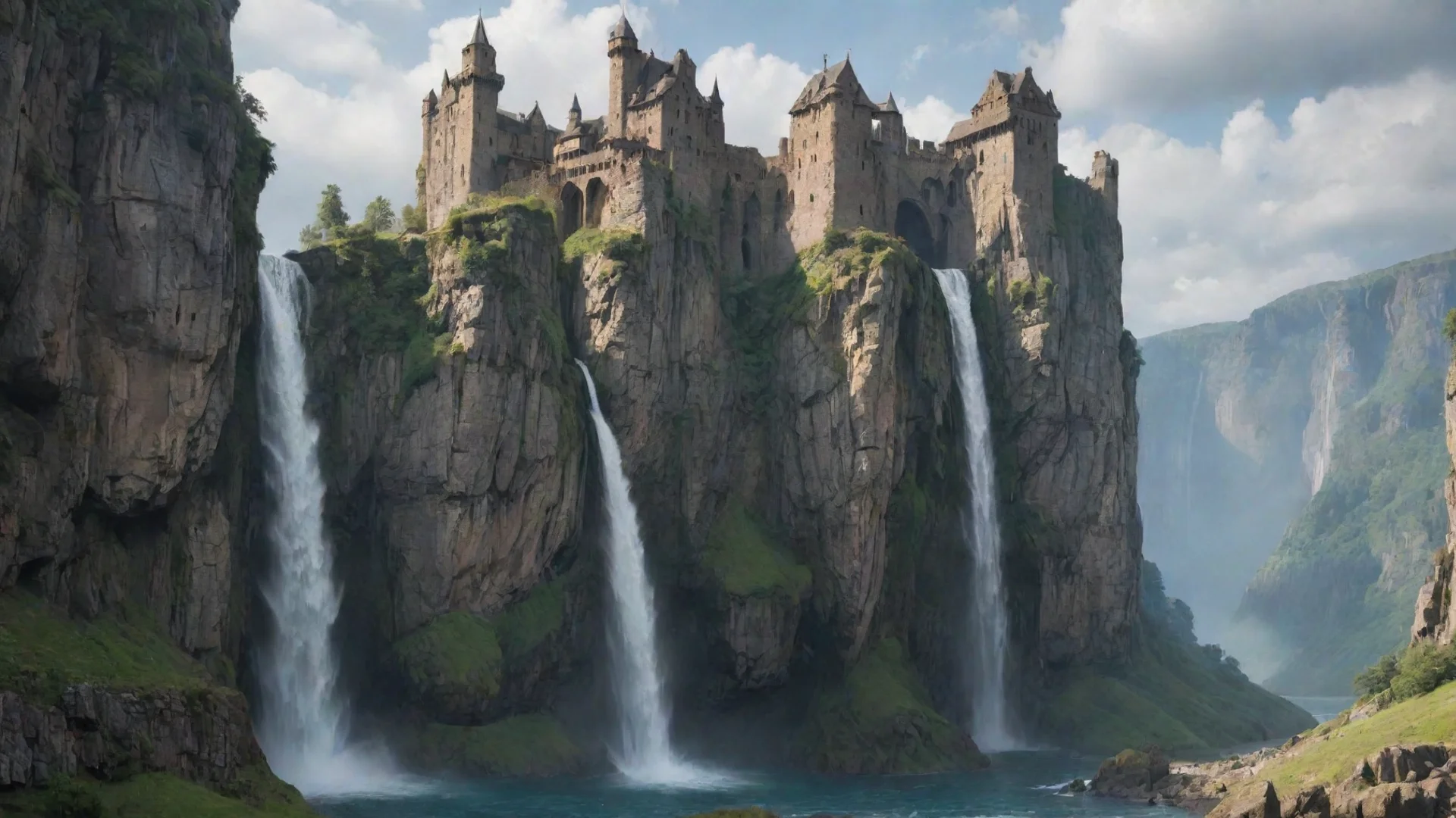 aitrending castle huge cliffs waterfalls relaxing environment hd aesthetic good looking fantastic 1 wide